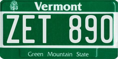 VT license plate ZET890