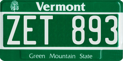 VT license plate ZET893