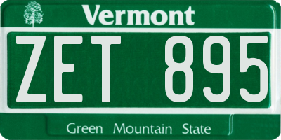 VT license plate ZET895