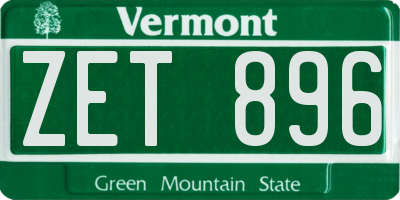 VT license plate ZET896