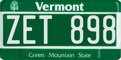 VT license plate ZET898