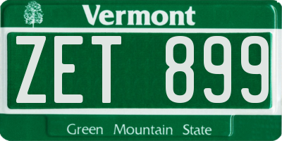 VT license plate ZET899
