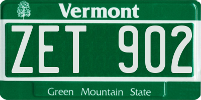 VT license plate ZET902