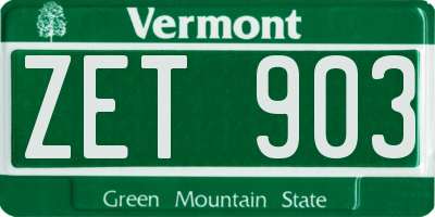 VT license plate ZET903