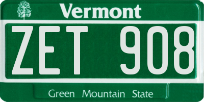 VT license plate ZET908