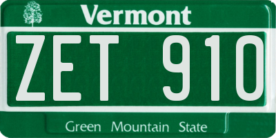 VT license plate ZET910