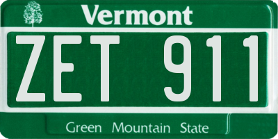 VT license plate ZET911