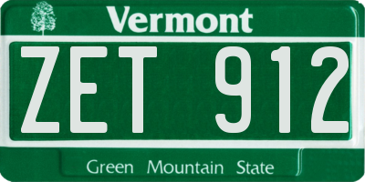 VT license plate ZET912