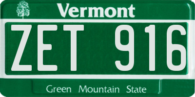 VT license plate ZET916