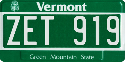 VT license plate ZET919