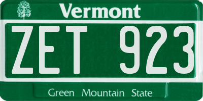 VT license plate ZET923