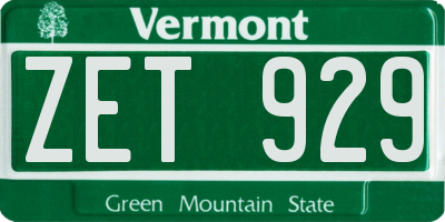 VT license plate ZET929
