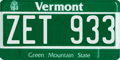 VT license plate ZET933