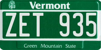 VT license plate ZET935