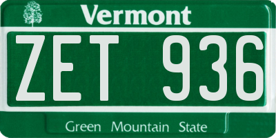 VT license plate ZET936