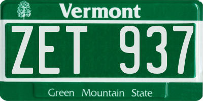 VT license plate ZET937