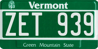 VT license plate ZET939
