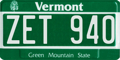 VT license plate ZET940