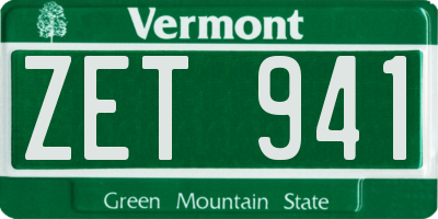 VT license plate ZET941