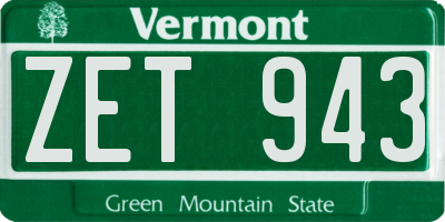 VT license plate ZET943