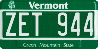 VT license plate ZET944