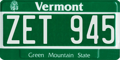 VT license plate ZET945