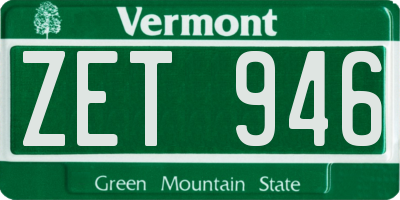 VT license plate ZET946