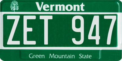 VT license plate ZET947