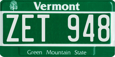 VT license plate ZET948