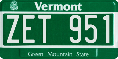 VT license plate ZET951