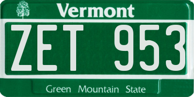 VT license plate ZET953