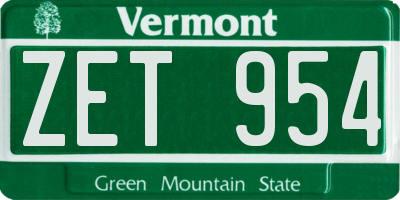 VT license plate ZET954