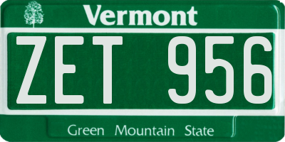 VT license plate ZET956
