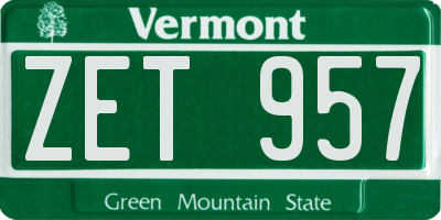 VT license plate ZET957