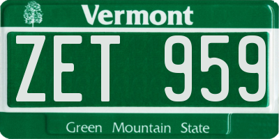 VT license plate ZET959