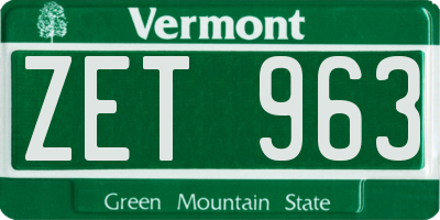 VT license plate ZET963