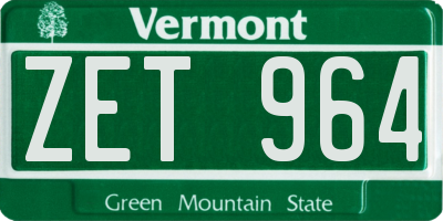 VT license plate ZET964