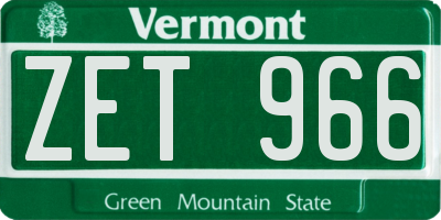 VT license plate ZET966