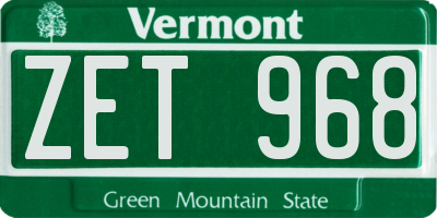 VT license plate ZET968
