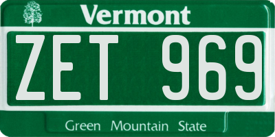 VT license plate ZET969