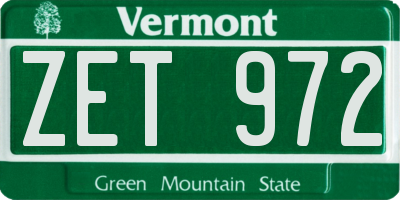 VT license plate ZET972