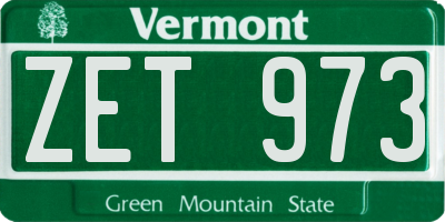 VT license plate ZET973