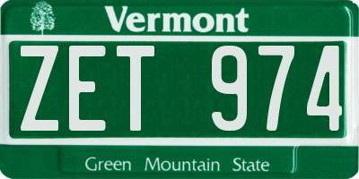VT license plate ZET974