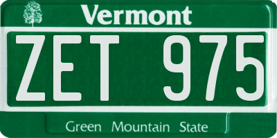 VT license plate ZET975