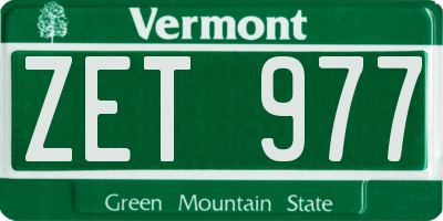 VT license plate ZET977