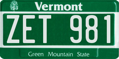 VT license plate ZET981