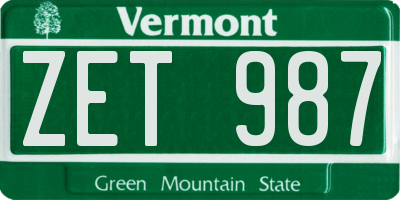 VT license plate ZET987