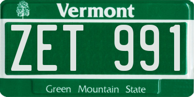 VT license plate ZET991