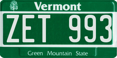 VT license plate ZET993