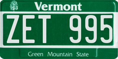 VT license plate ZET995